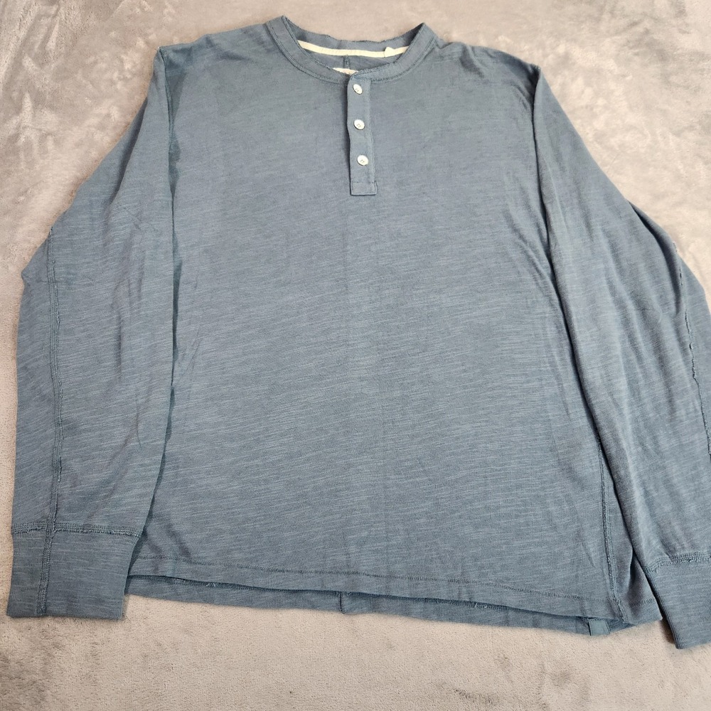 Rag & Bone Mens Blue Long Sleeve Henley Shirt Size XL 100% Cotton Casual Slub